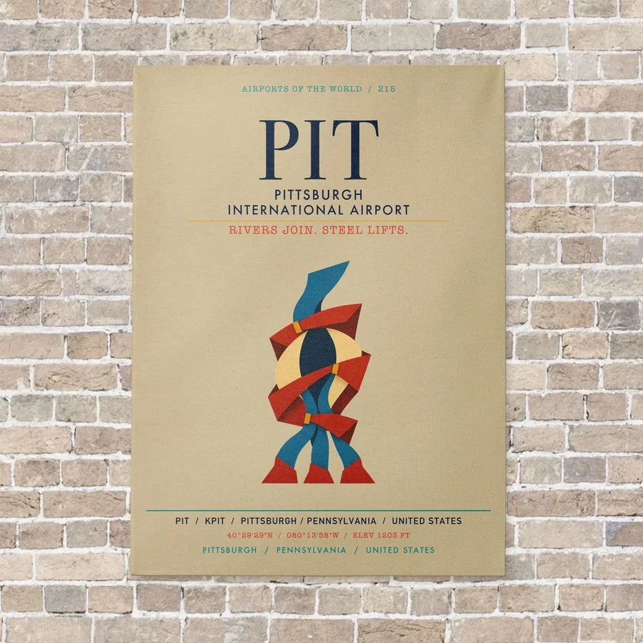 Pittsburgh International Airport PIT vertical canvas print - no frame - beige background
