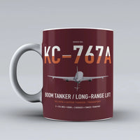 Thumbnail for Boeing KC-767A design on dark red ceramic mug, double-side print