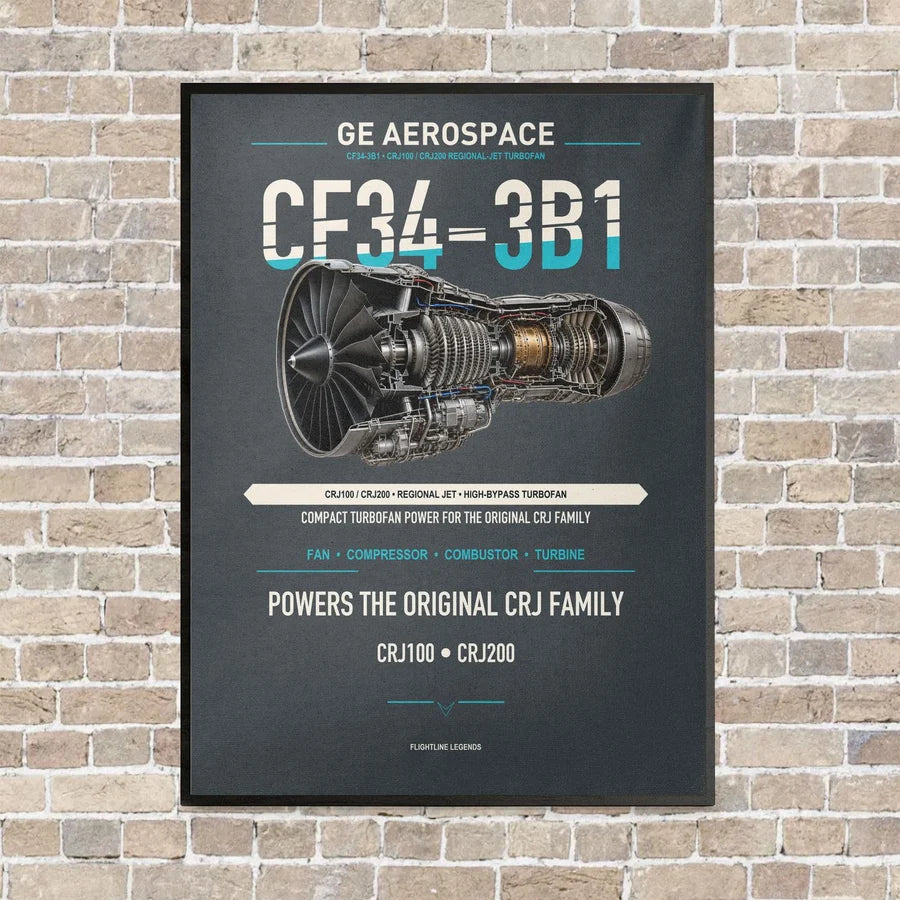 CF34-3B1 vertical canvas print - framed - gray background