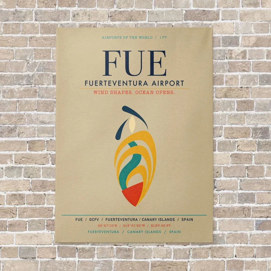Fuerteventura Airport FUE vertical canvas print - no frame - beige background