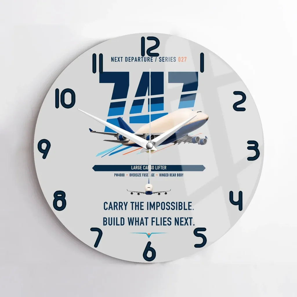 Boeing 747-400 Dreamlifter design on light gray no frame wall clock