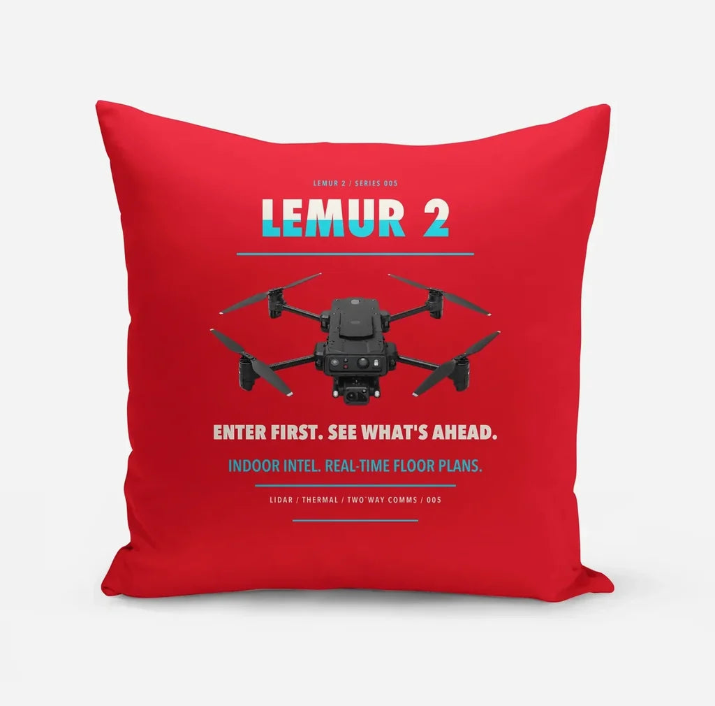 BRINC LEMUR 2 design on red pillow
