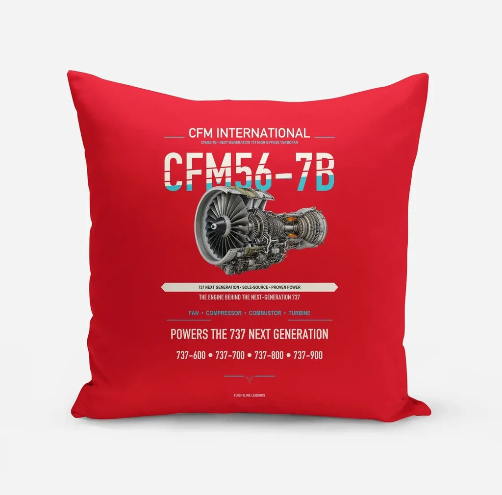 CFM56-7B design on red pillow