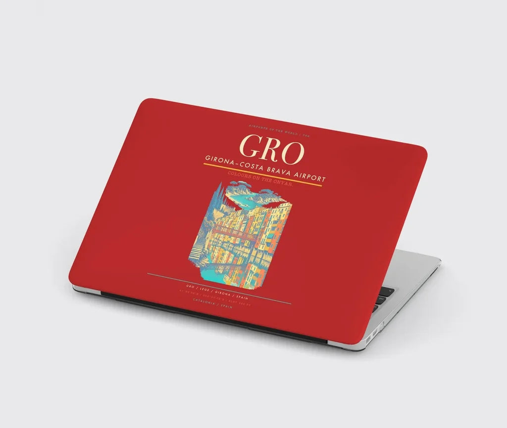 Girona–Costa Brava Airport (GRO) design on red MacBook case