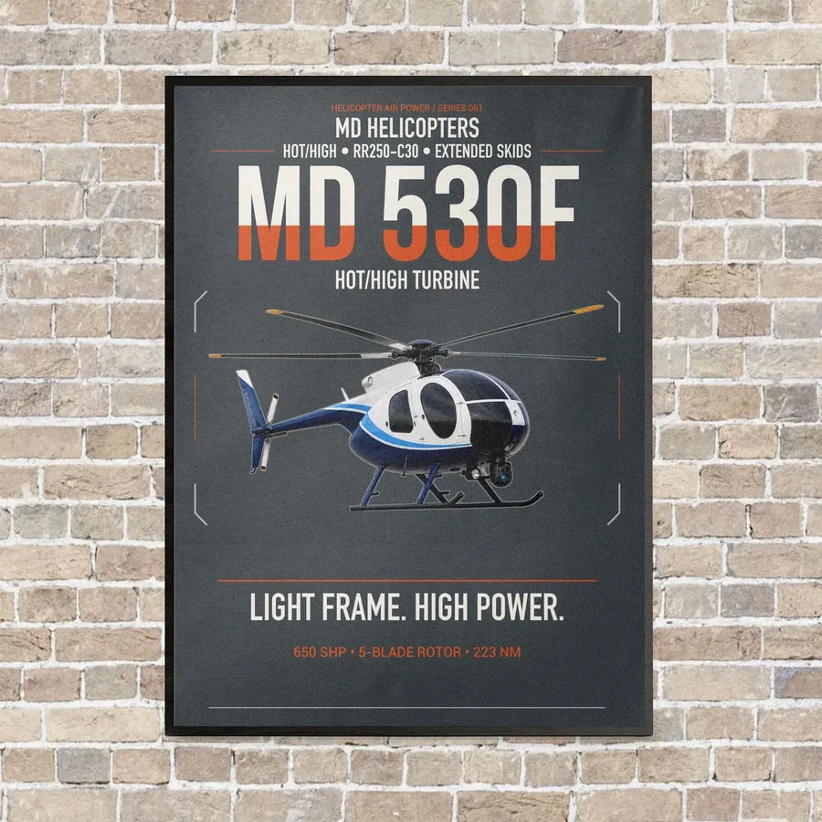 MD Helicopters MD 530F vertical canvas print - framed - gray background