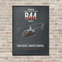 Thumbnail for Robinson R44 Raven II vertical canvas print - framed - gray background