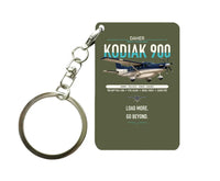 Thumbnail for Daher Kodiak 900 design on green army designed key chain, double-side print