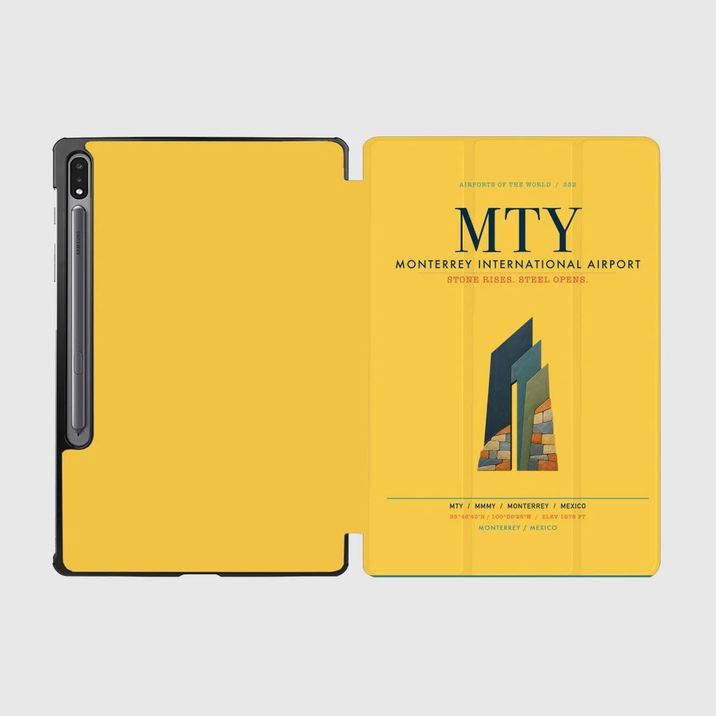 Monterrey International Airport (MTY) design on yellow samsung tablet tablet case