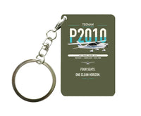 Thumbnail for Tecnam P2010 design on green army designed key chain, double-side print