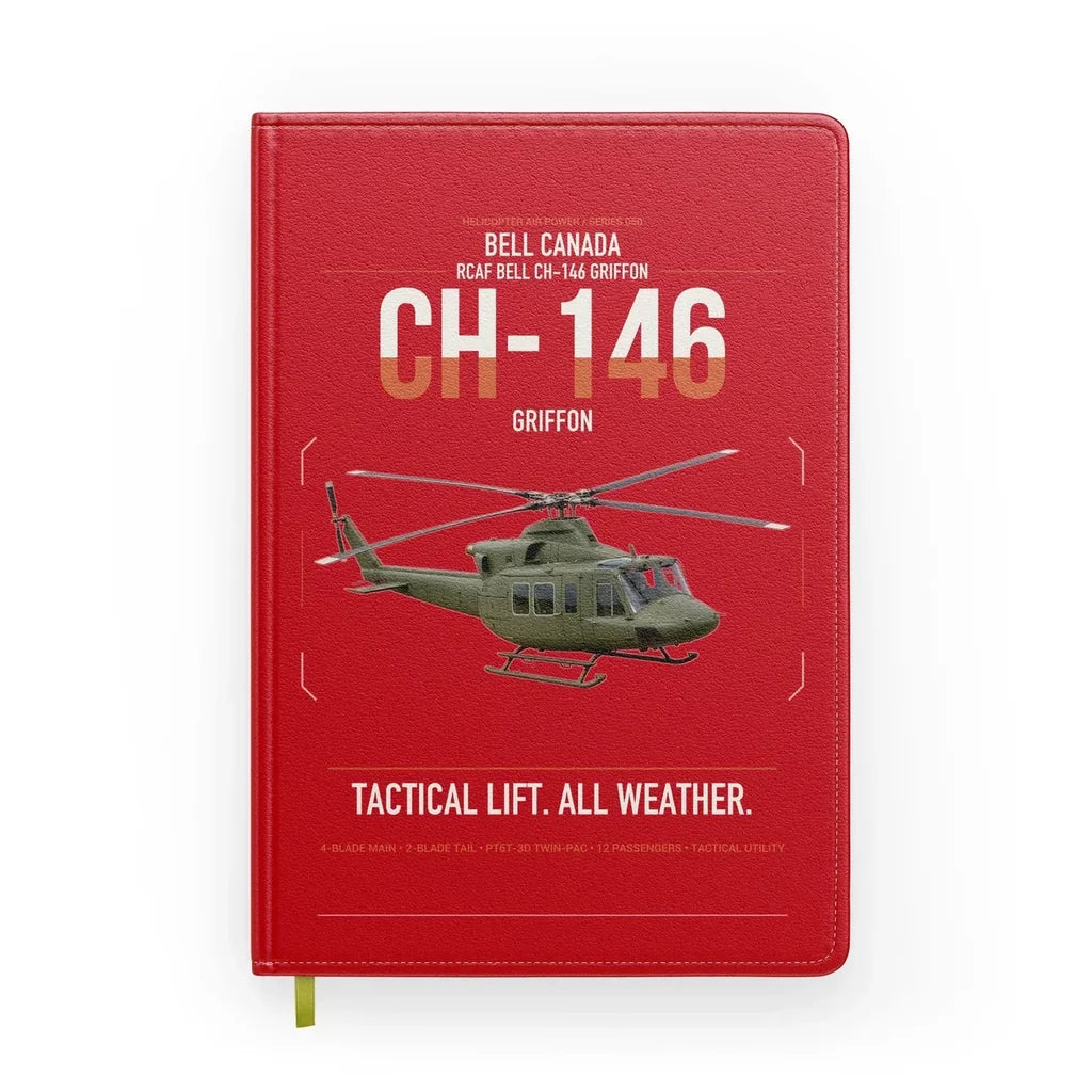 Bell Canada CH-146 Griffon design on red notebook