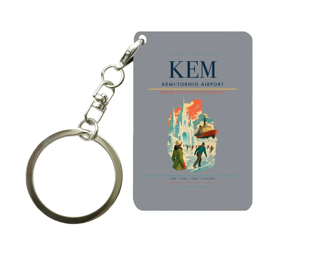 Kemi-Tornio Airport (KEM) design on gray key chain