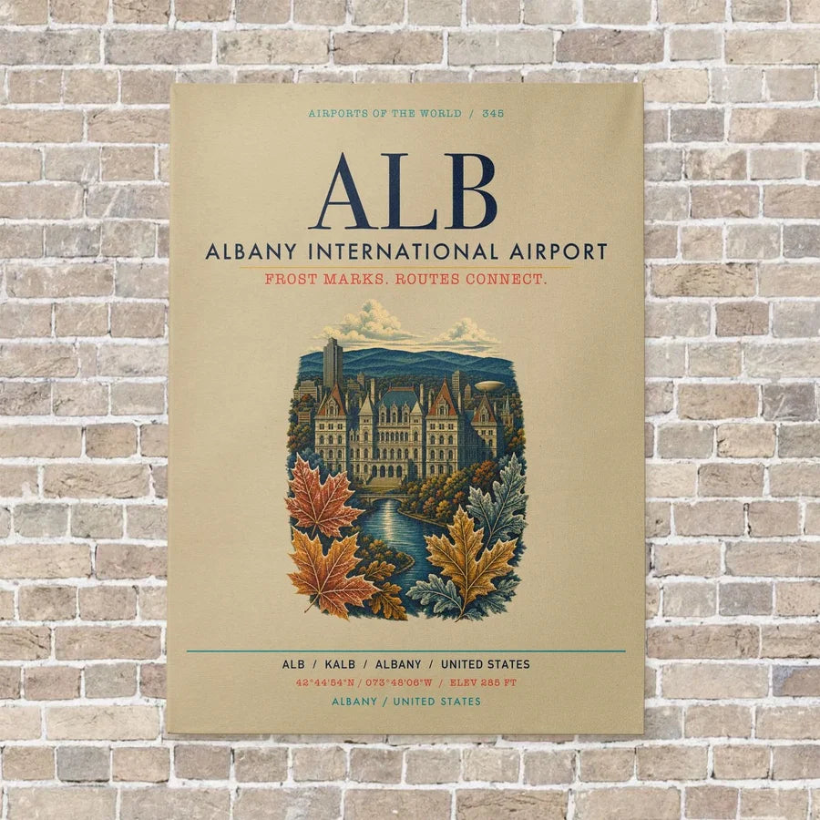 Albany International Airport ALB vertical canvas print - no frame - beige background