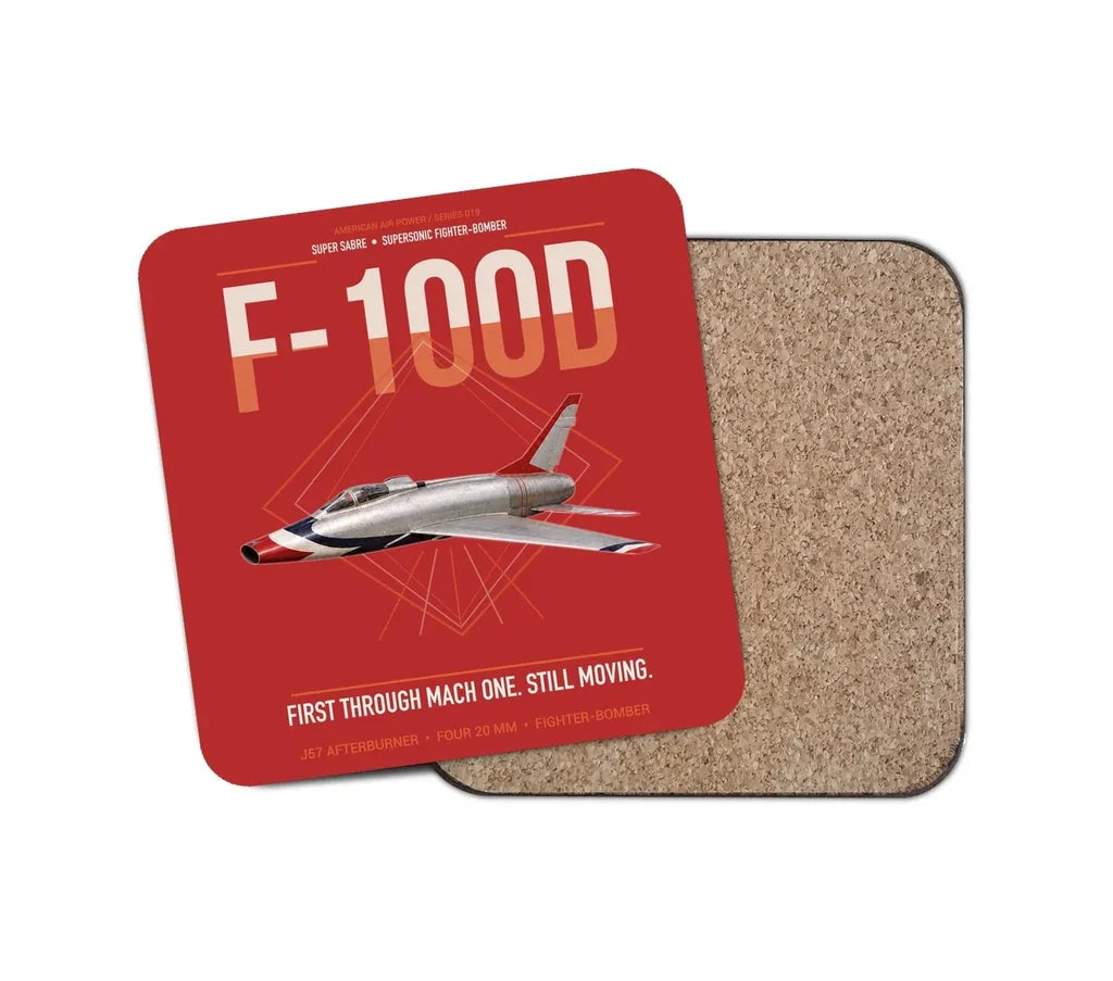 F-100D Super Sabre design on red 1 piece coaster