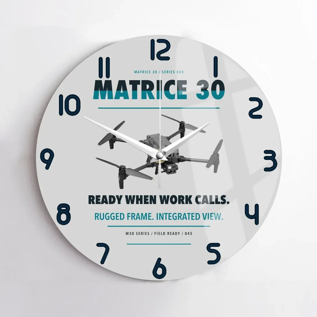 DJI Matrice 30 design on light gray no frame wall clock