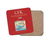 Thumbnail for Grand Forks International Airport (GFK) design on red 1 piece coaster