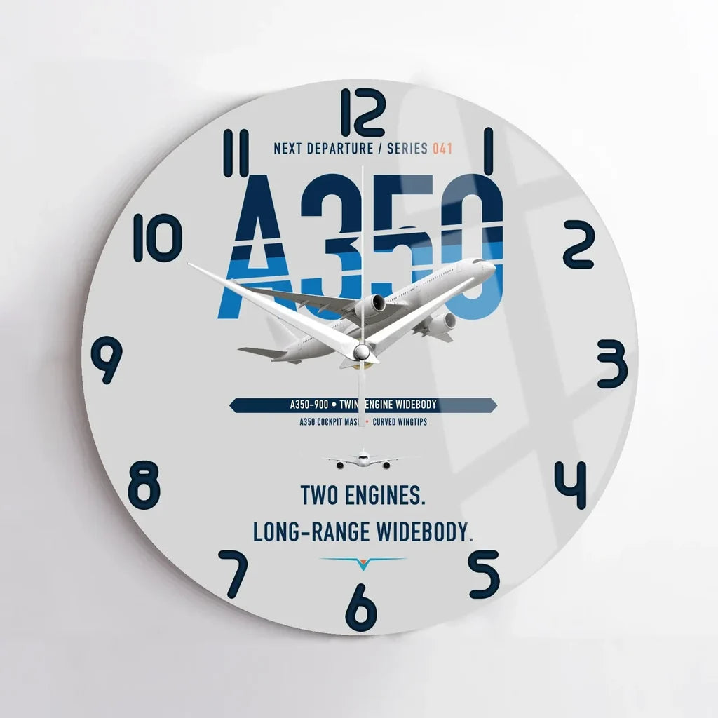 Airbus A350-900 design on light gray no frame wall clock