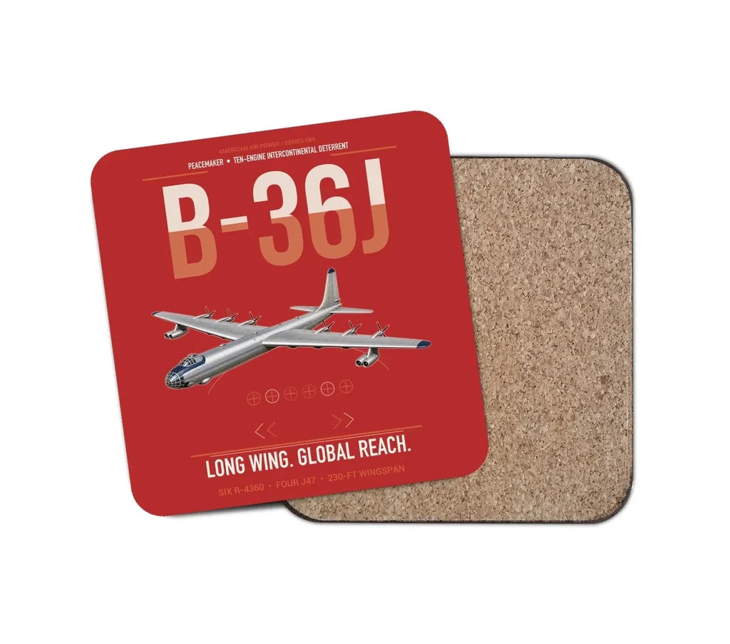 B-36J Peacemaker design on red 1 piece coaster