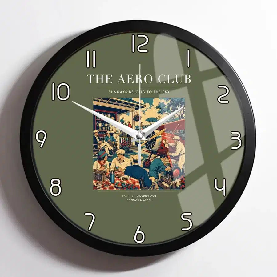 VINTAGE G4047 - The Aero Club - Designed Wall Clocks design on greenarmy framed