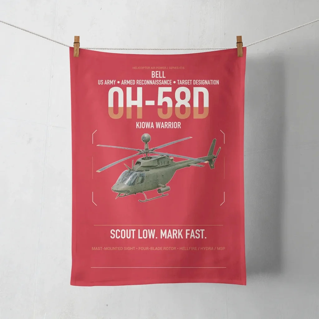 Bell OH-58D Kiowa Warrior design on red towel