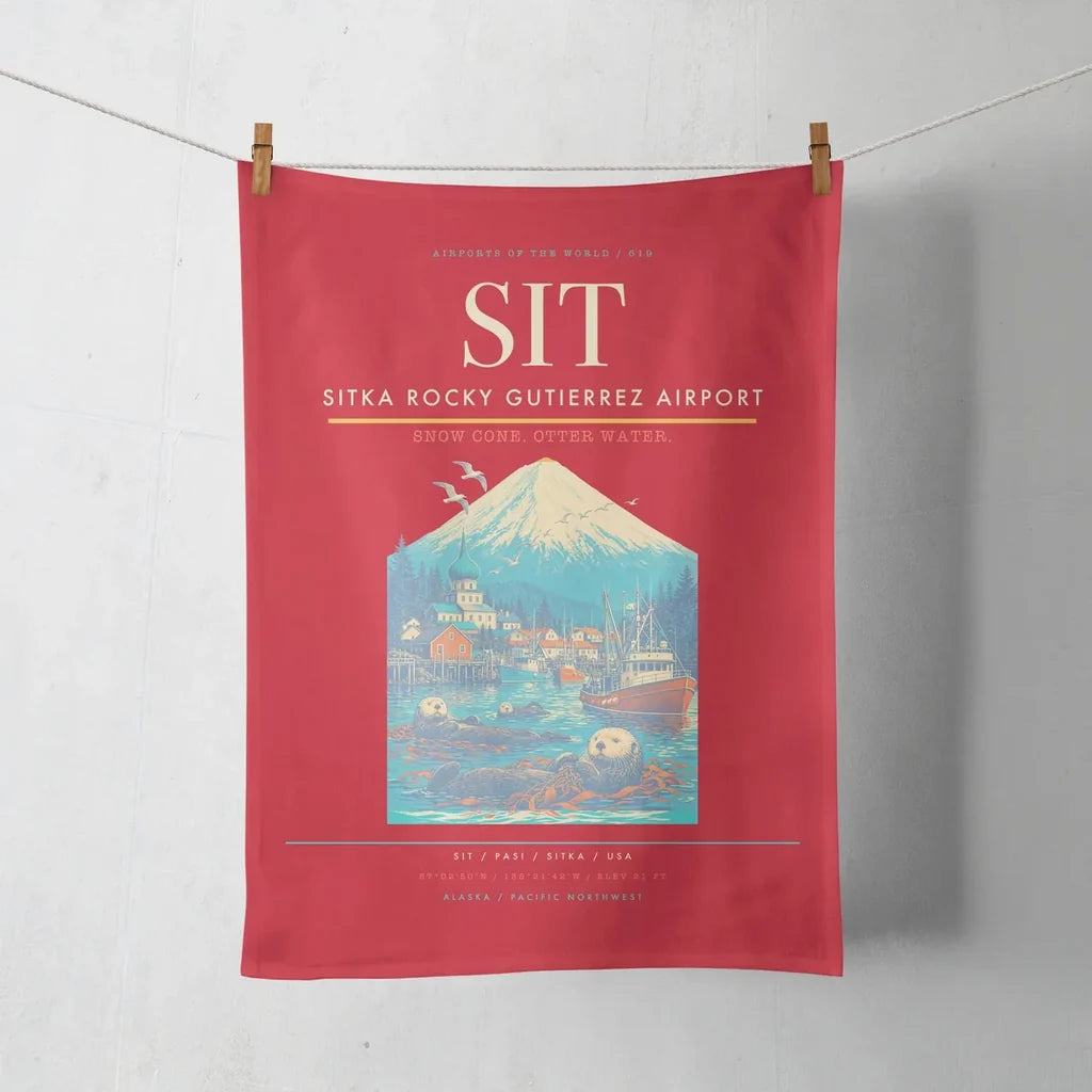 Sitka Rocky Gutierrez Airport (SIT) design on red towel