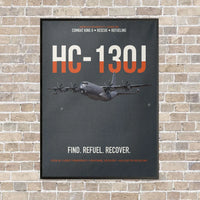 Thumbnail for HC-130J COMBAT KING II vertical canvas print - framed - gray background