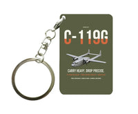 Thumbnail for C-119G Flying Boxcar design on green army designed key chain, double-side print