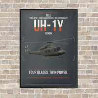 Thumbnail for Bell UH-1Y Venom vertical canvas print - framed - gray background