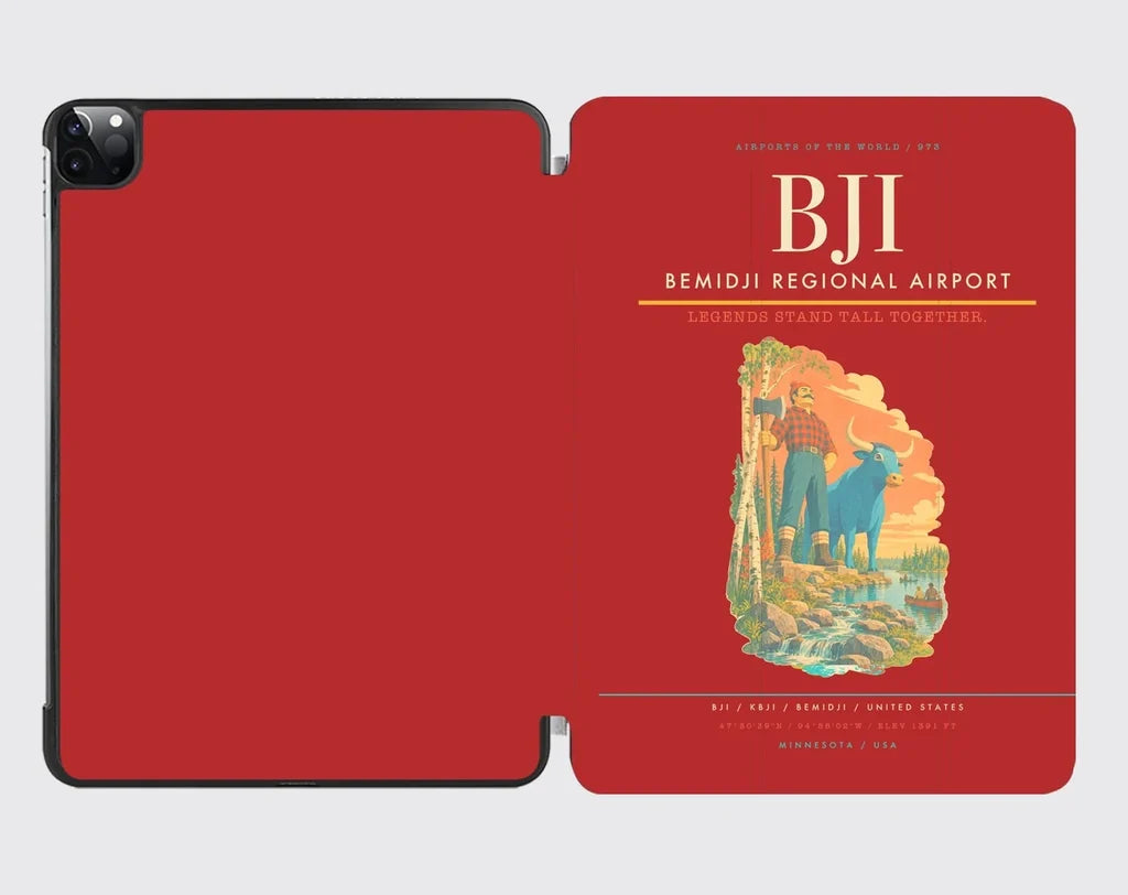 Bemidji Regional Airport (BJI) design on red ipad tablet case
