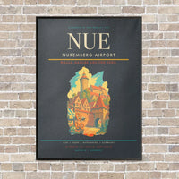 Thumbnail for Nuremberg Airport NUE vertical canvas print - framed - gray background