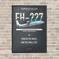 Thumbnail for Fairchild Hiller FH-227B vertical canvas print - framed - gray background