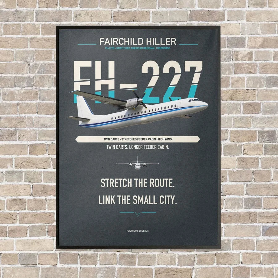 Fairchild Hiller FH-227B vertical canvas print - framed - gray background