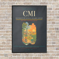 Thumbnail for University of Illinois Willard Airport CMI vertical canvas print - framed - gray background