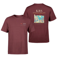 Thumbnail for Kristiansand Airport, Kjevik (KRS) design printed on dark red double-side t-shirt