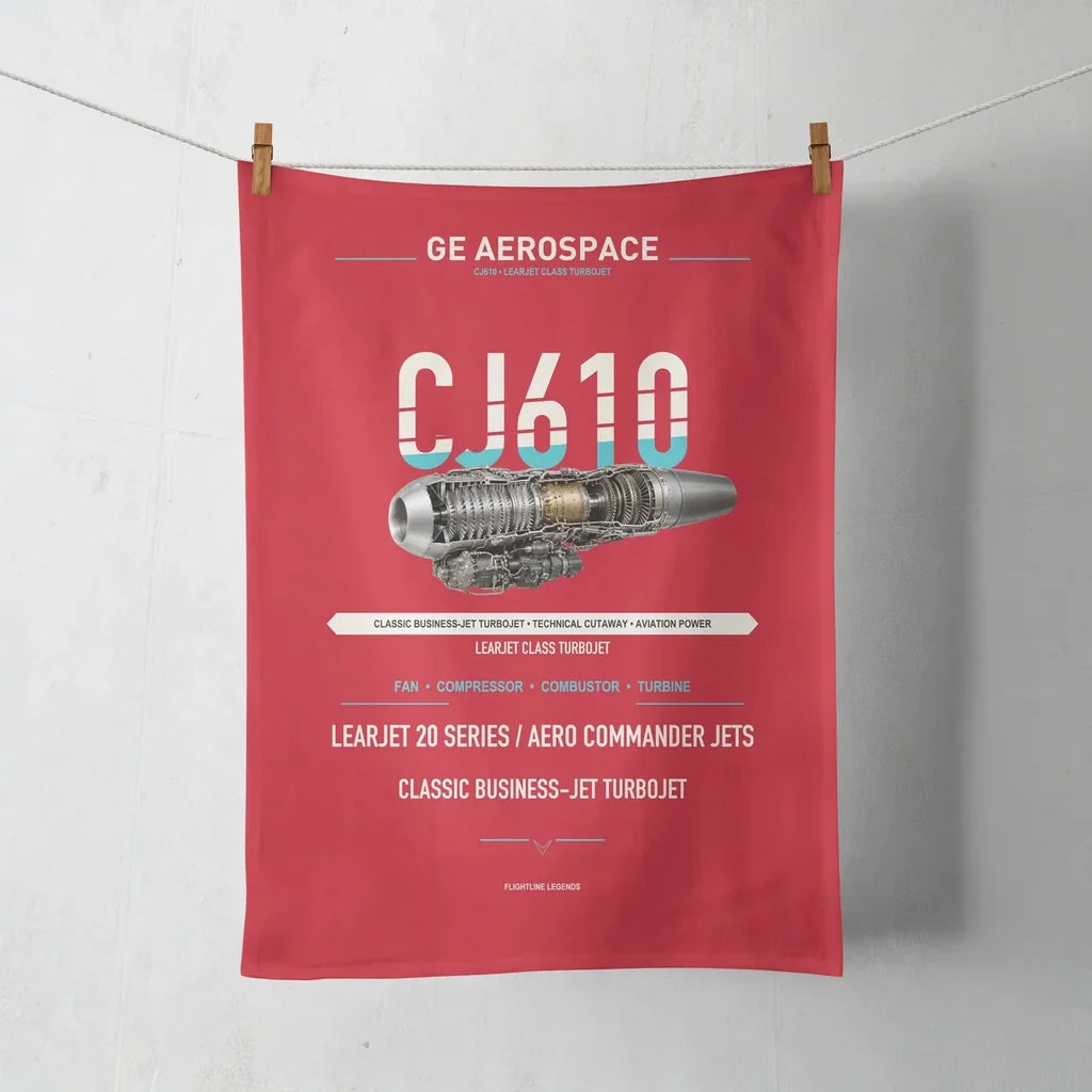 CJ610 design on red towel