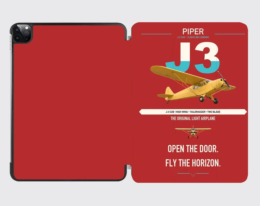 Piper J-3 Cub design on red ipad tablet case