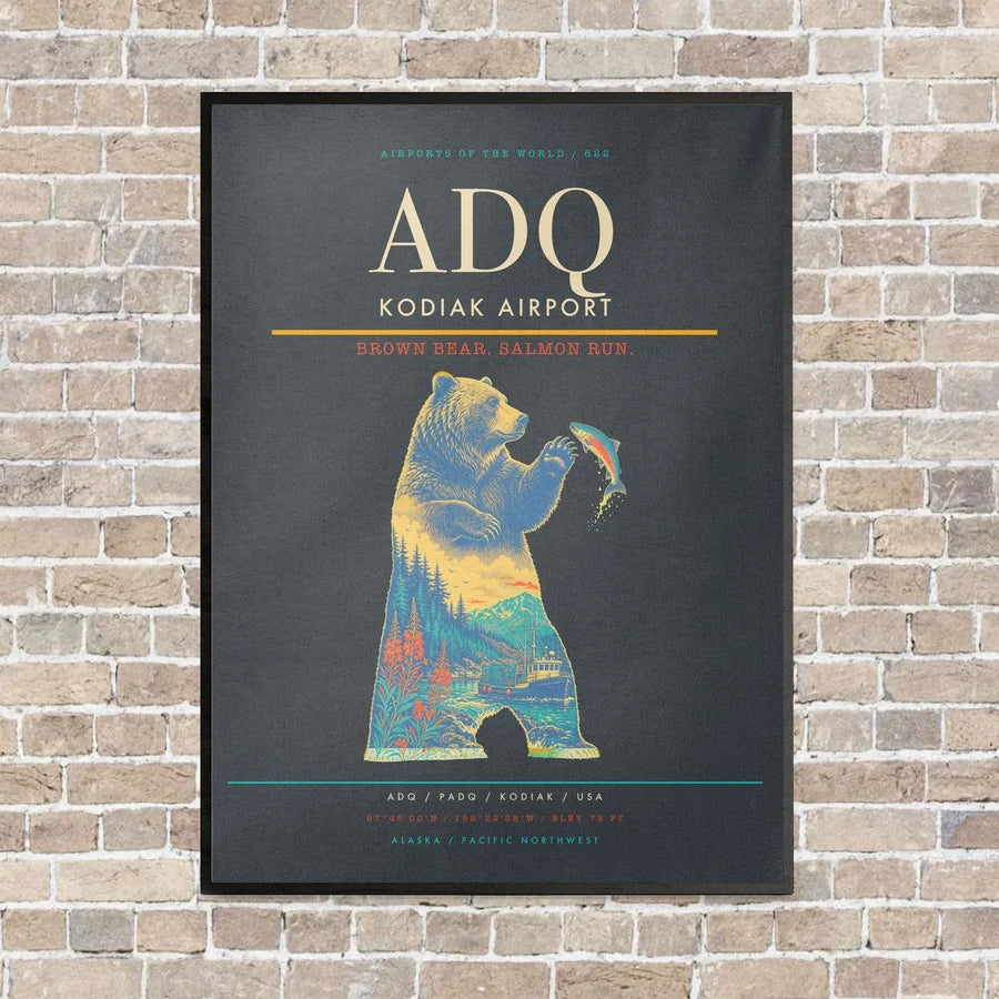 Kodiak Airport ADQ - Canvas Framed - Gray