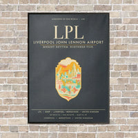 Thumbnail for Liverpool John Lennon Airport LPL vertical canvas print - framed - gray background