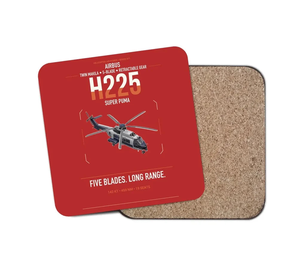 Airbus H225 design on red 1 piece coaster