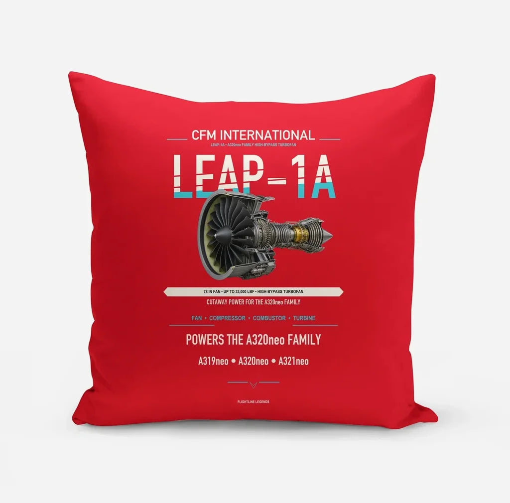 CFM LEAP-1A design on red pillow