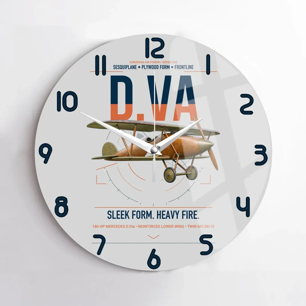 Albatros D.Va design on light gray no frame wall clock
