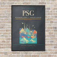 Thumbnail for Petersburg James A. Johnson Airport PSG vertical canvas print - framed - gray background