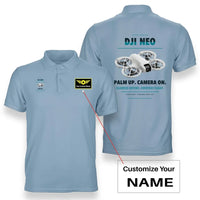Thumbnail for DJI Neo design on light blue polo with custom name badge