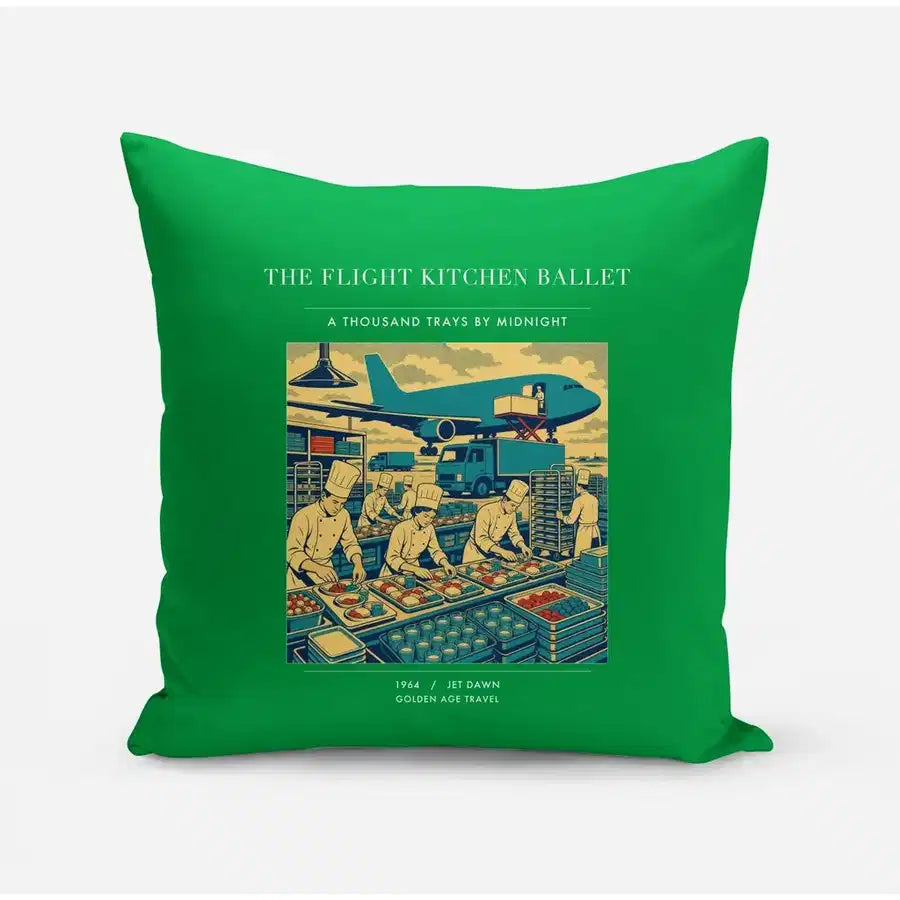 VINTAGE G4374 - The Flight Kitchen Ballet - Designed Pillows design on green