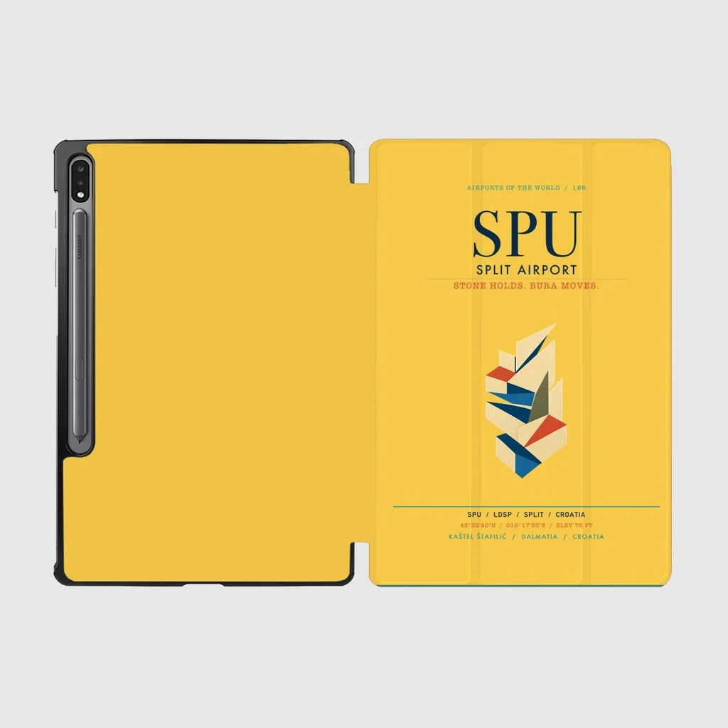 Split Airport (SPU) design on yellow samsung tablet tablet case
