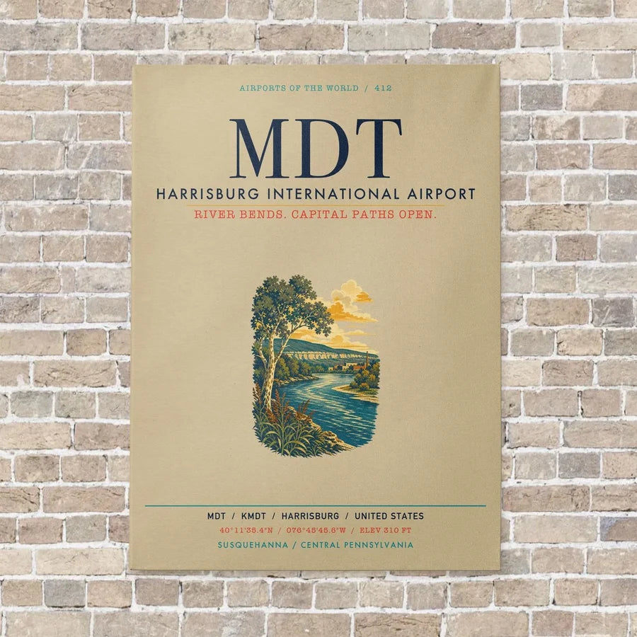 Harrisburg International Airport MDT vertical canvas print - no frame - beige background