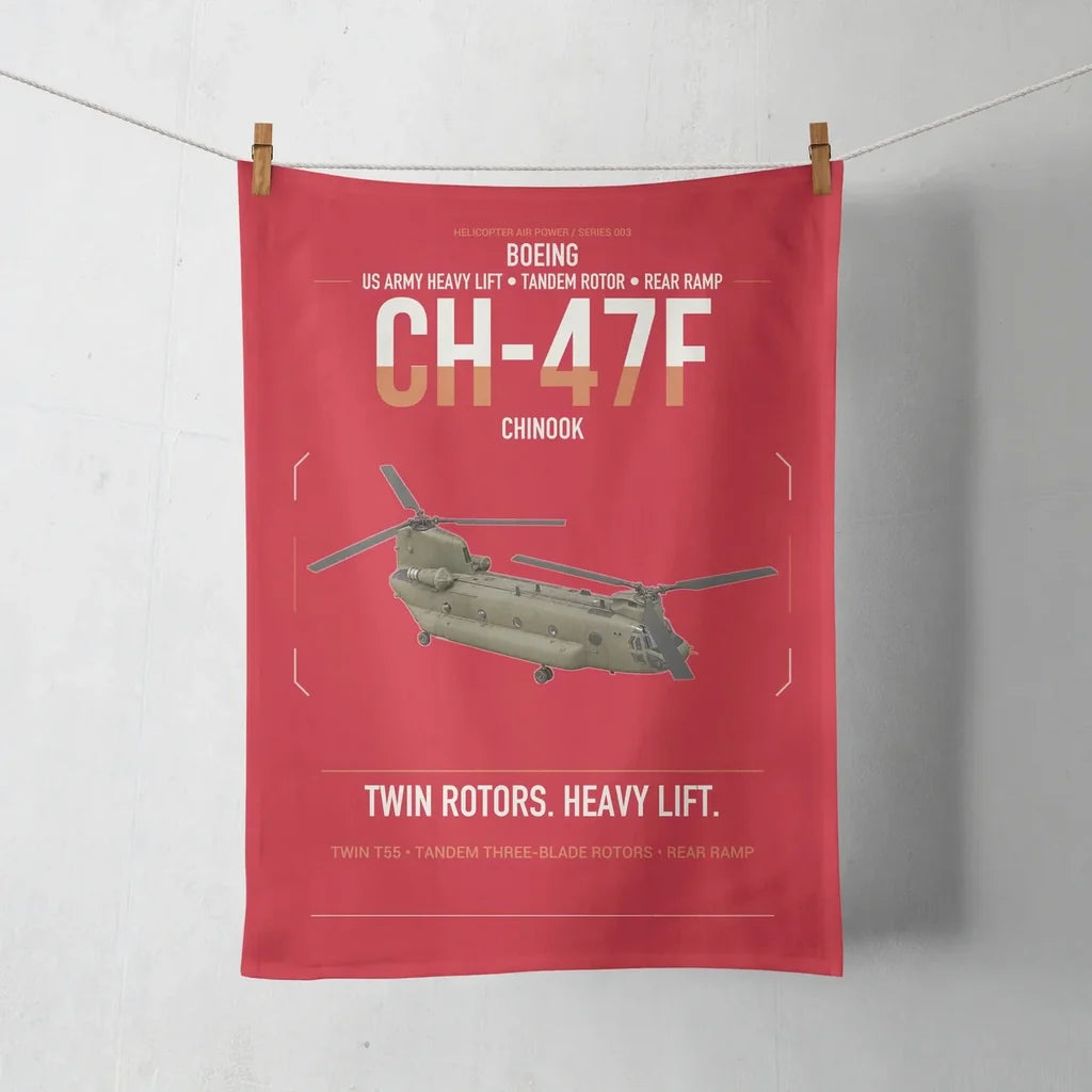 Boeing CH-47F Chinook design on red towel
