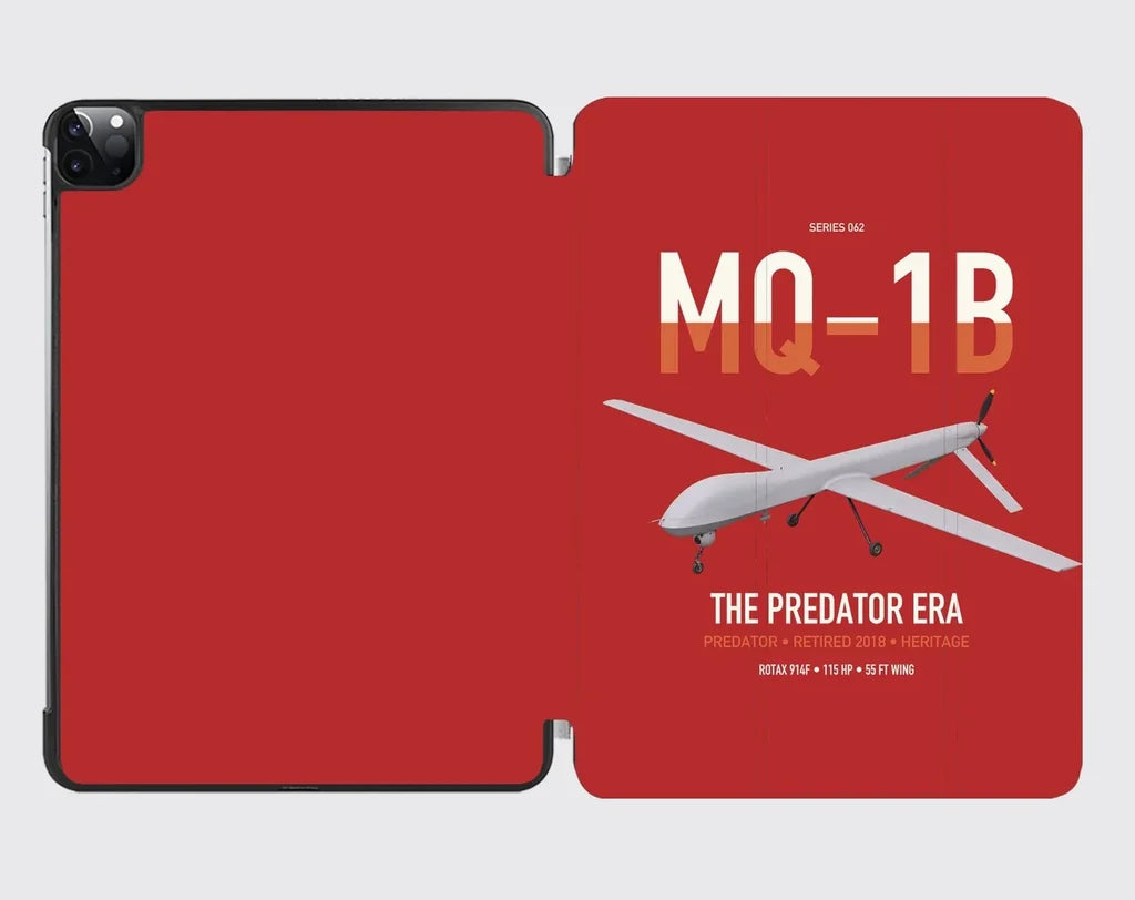 MQ-1B Predator design on red ipad tablet case