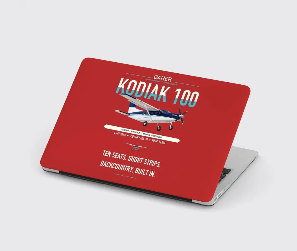 Daher Kodiak 100 Series III design on red MacBook case