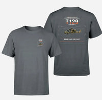 Thumbnail for Turkish Aerospace T129 ATAK Phase 2 design on gray t-shirt, double-side print