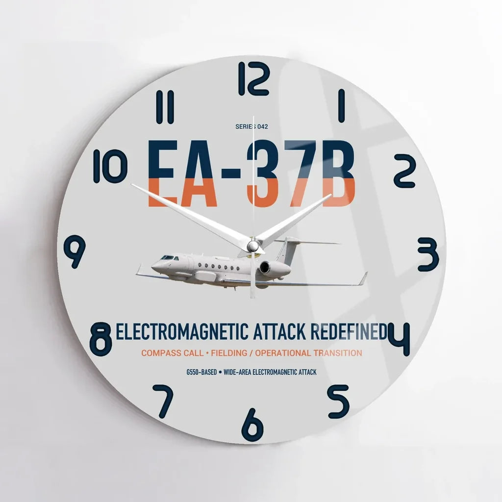 EA-37B Compass Call design on light gray no frame wall clock